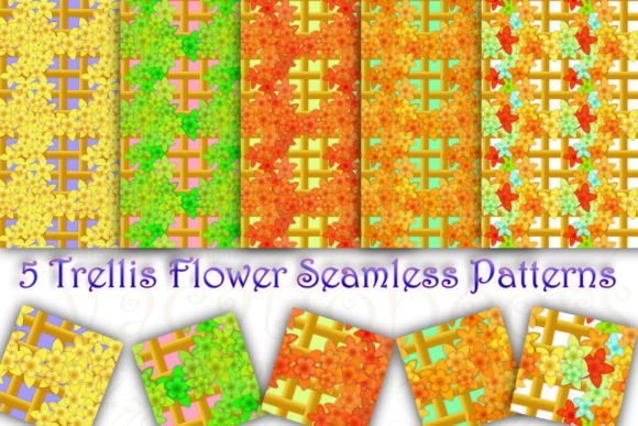 5 Trellis Flower Seamless Patterns