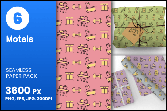 6 Motels Seamless Patterns: A Versatile Design Resource for Creatives and Businesses