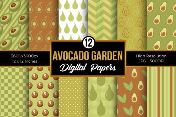 Avocado Garden Digital Paper Patterns