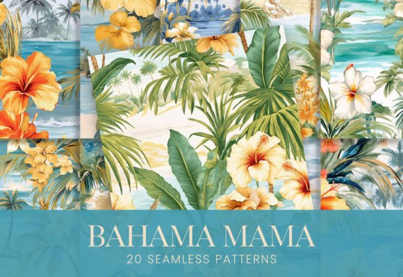 Bahama Mama Tropical Beach Scenes Floral