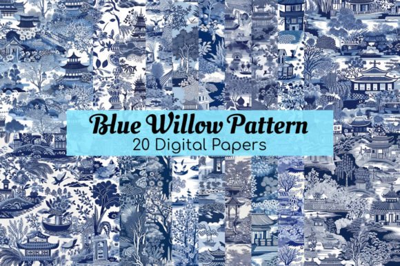 Blue Willow China Pattern Paper Pack