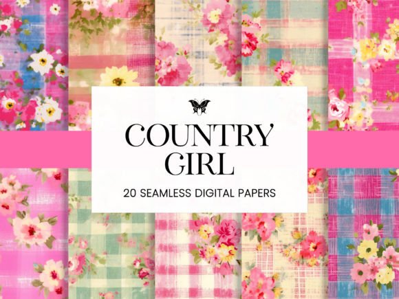 Country Girl Pastel Pink Plaid Floral