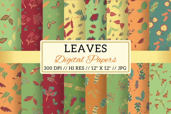Leaf Digital Papers Leaves Patterns