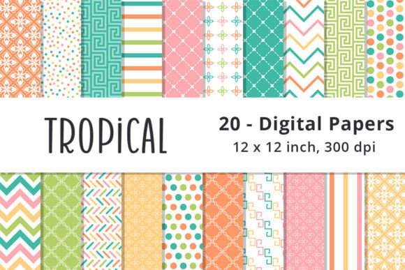 Light Tropical Colors Digital Papers