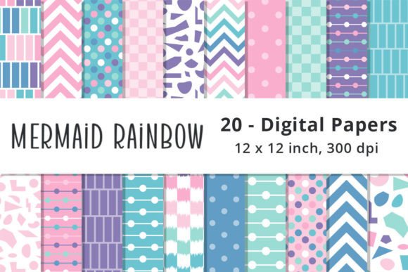 Mermaid Rainbow Digital Pattern Papers