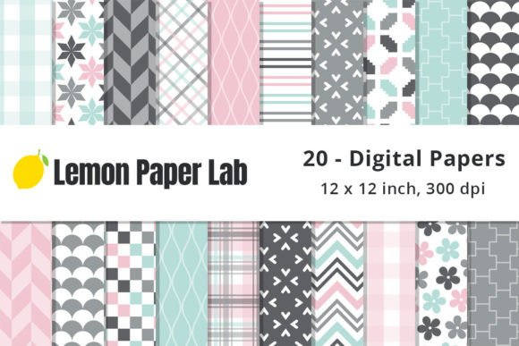 Pink and Grey Geometric Digital Papers: A Versatile Design Resource for Creators