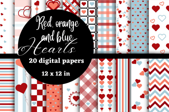 Red, Orange, and Blue Hearts Digital Paper: A Versatile Tool for Creative Projects